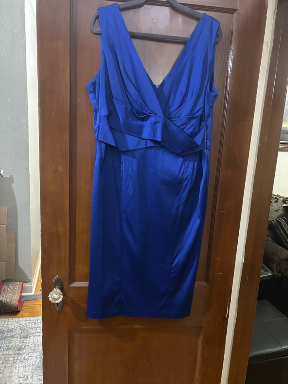 Donna Ricco Royal Blue Sleeveless Wrap Midi Dress